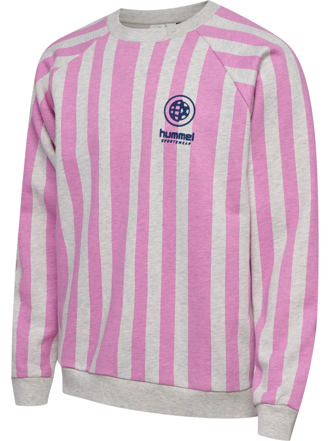 hmlLOOSE CREWNECK SOCCER LOVE, TOFU MELANGE/VIOLET, packshot