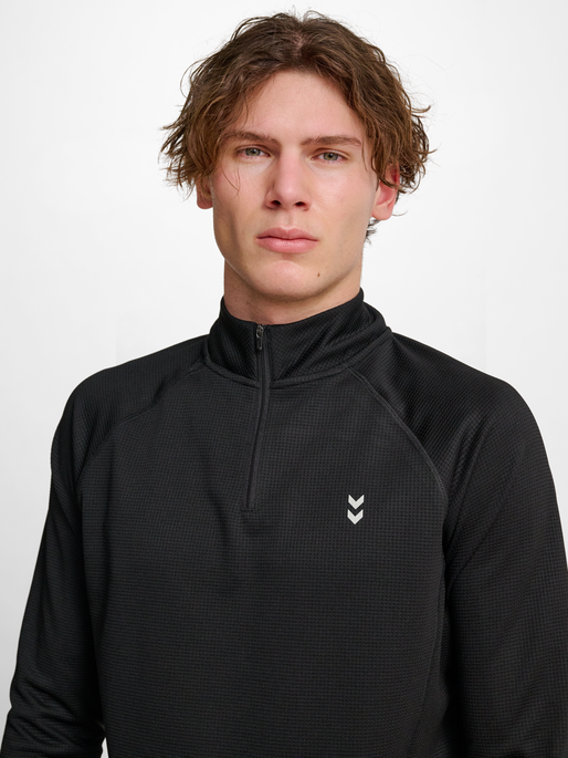 hmlPULSE HALF ZIP MIDLAYER, BLACK, model