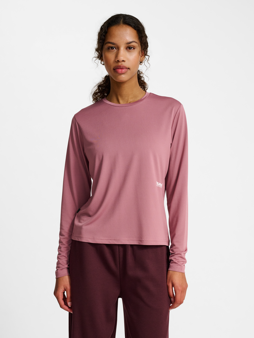 hmlPULSE WORKOUT W T-SHIRT L/S, WISTFUL MAUVE, model