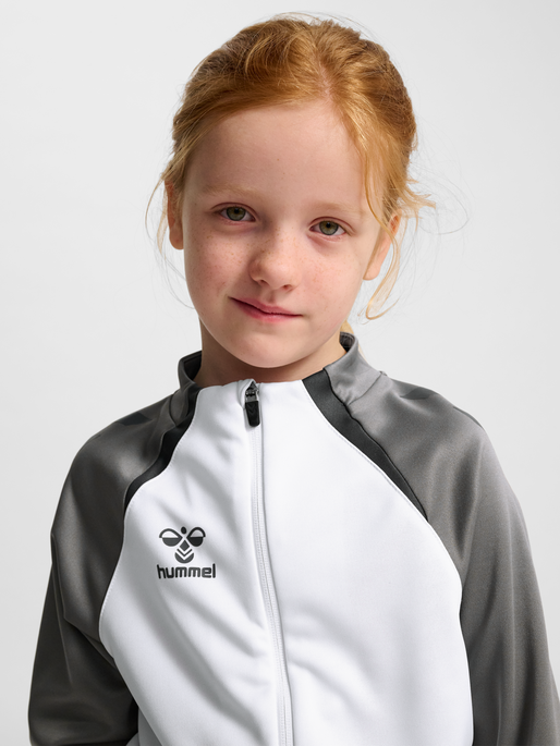 hmlLEAD 2.0 TRACK ZIP JACKET KIDS, WHITE/STEEL GRAY, model