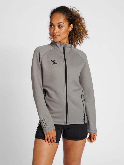 hmlCIMA XK ZIP JACKET WOMAN, GREY MELANGE, model