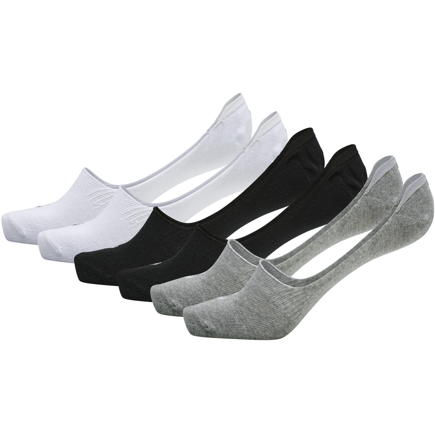 hmlCHEVRON 6-PACK NO SHOW SOCKS, WHITE/BLACK/GREY, packshot