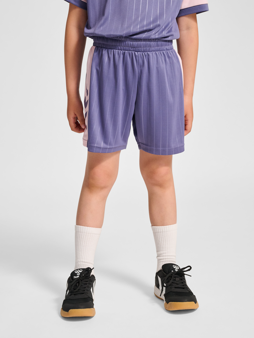 hmlJR GOAL STRIPE SHORTS, HERON, model
