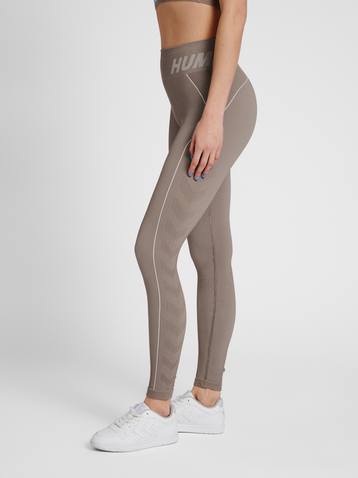 hmlTE CHRISTEL SEAMLESS MW TIGHTS, CHATEAU GRAY/DRIFTWOOD MELANGE, model