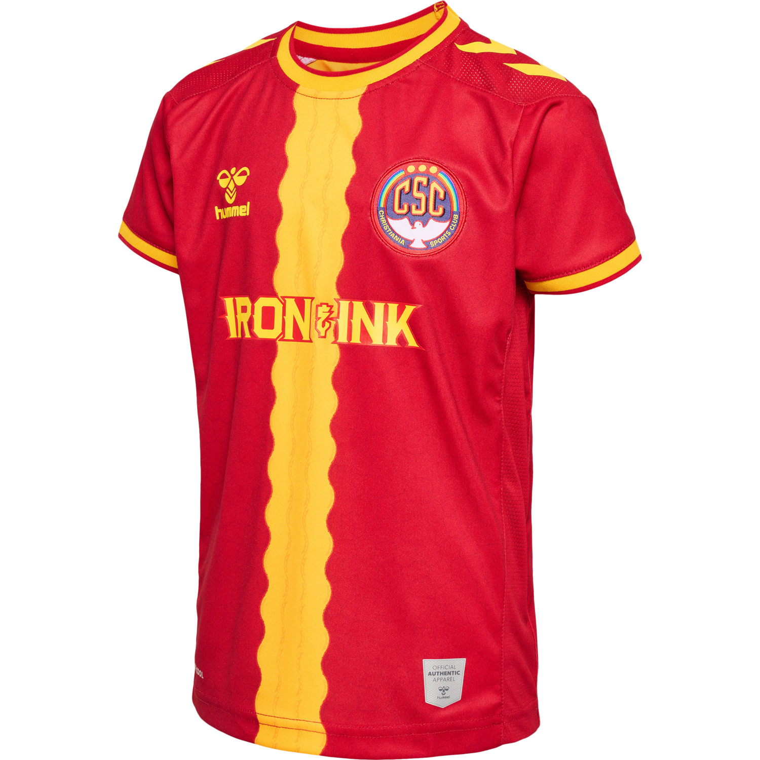 CSC 22/23 HOME JERSEY S/S KIDS, TRUE RED/SPORTS YELLOW W/SPONS, packshot