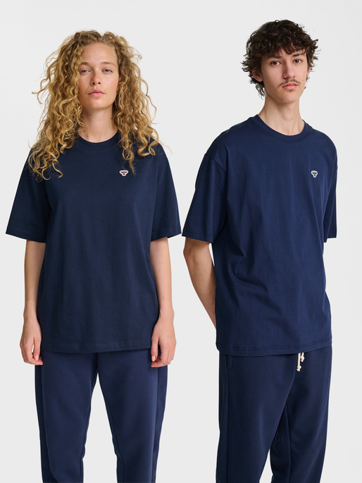hmlLOOSE T-SHIRT BEE S/S, DRESS BLUES, model
