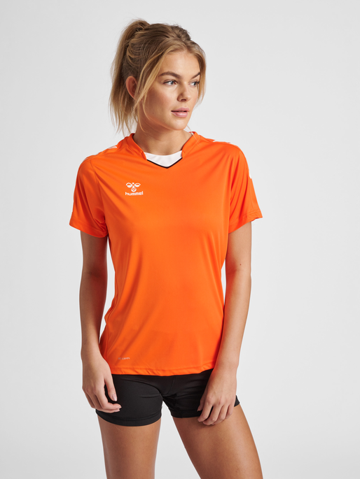 hmlCORE XK POLY JERSEY S/S WOMAN, ORANGE TIGER, model