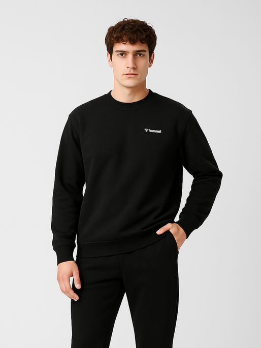 hmlMOVER COTTON SWEATSHIRT, BLACK, model