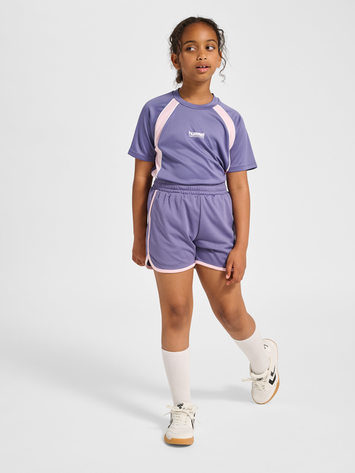 hmlJR GOAL PIPING SHORTS, HERON, model