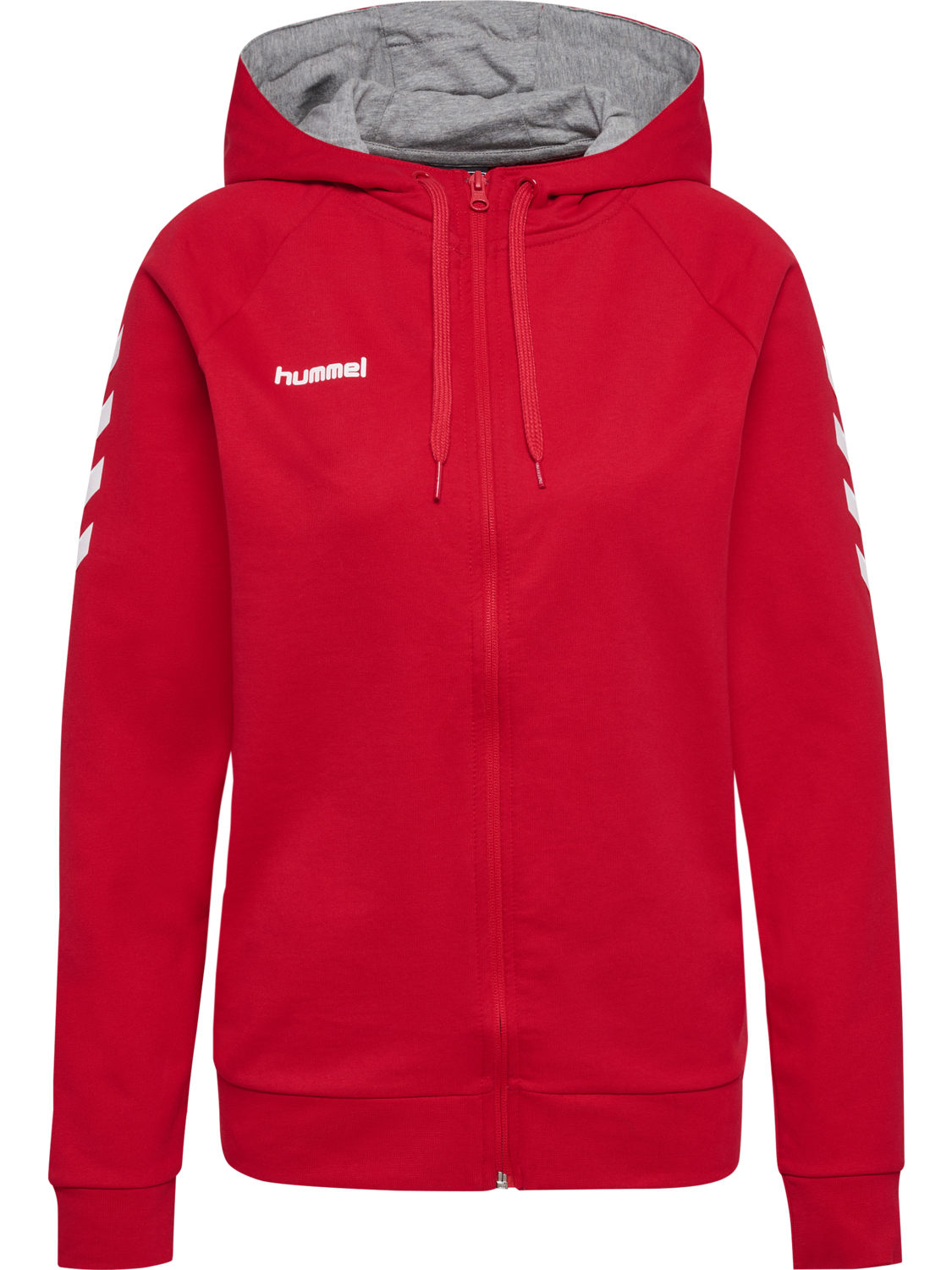 HMLGO COTTON ZIP HOODIE WOMAN, TRUE RED, packshot