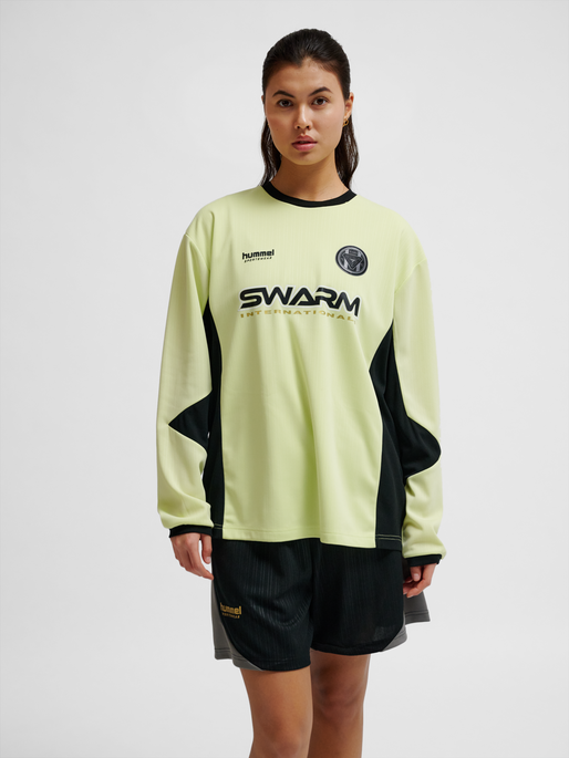hmlLOOSE FB JERSEY L/S TOPSCORER, SHADOW LIME, model